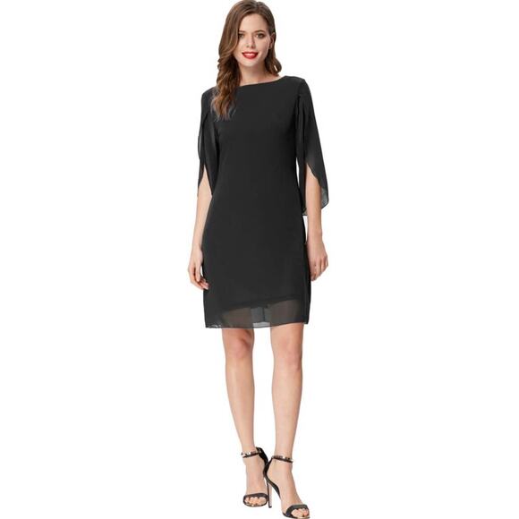 Grace Karin Black Three Quarter Split Sleeve Shift Dress Size 3XL NWT - Picture 1 of 11